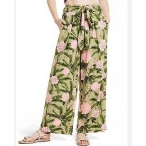 Agua Benita X Target Wide Leg Floral Tropical Pants Beachy Green Sz XL NWT